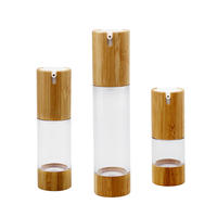 JZ374 Eco-Friendly design 15ml 30ml 50ml plastic bamboo airless lotion pump bottle